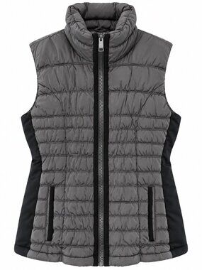 Marc New York Gray Quilted Puffer Vest Womens Large Polyester Blend Full Zip Hig